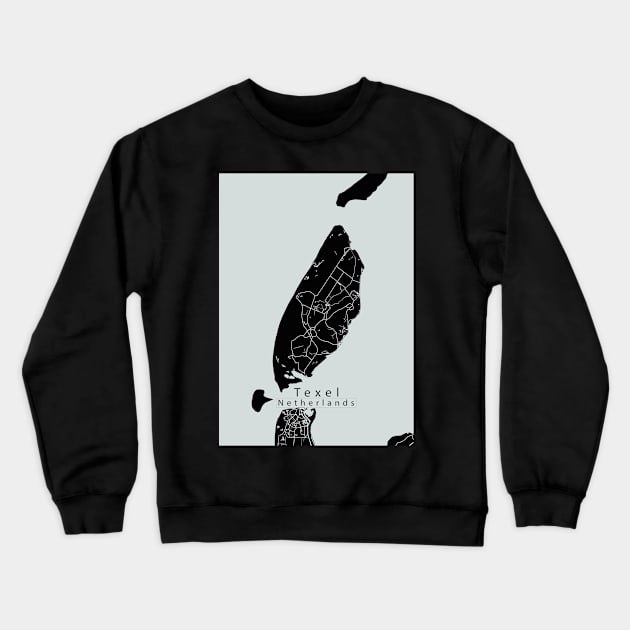 Texel Netherlands Island Map dark Crewneck Sweatshirt by Robin-Niemczyk